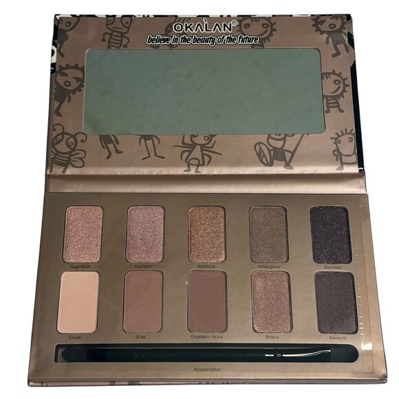 OKALAN Natural Eyeshadow Palette 10 Colors Makeup Kit with Applicator B - Picture 2 of 5